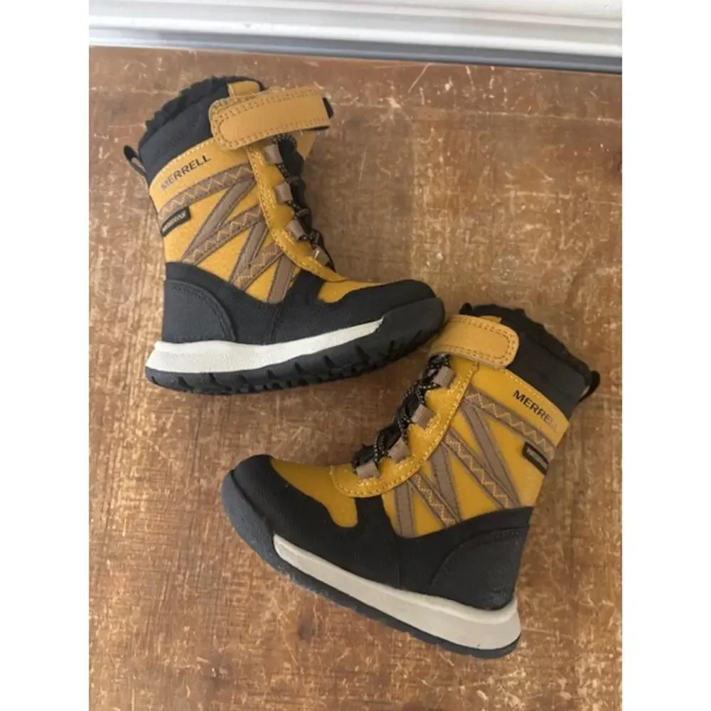 Merrell Little Kid's Boots Snow Crush 2.0 Jr. Waterproof Wheat Brown US 4 M New